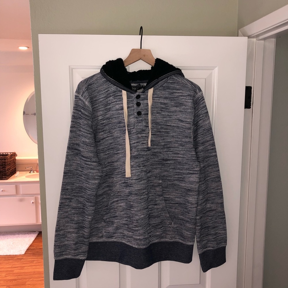 Distortion Sweatshirt With Furry Hood